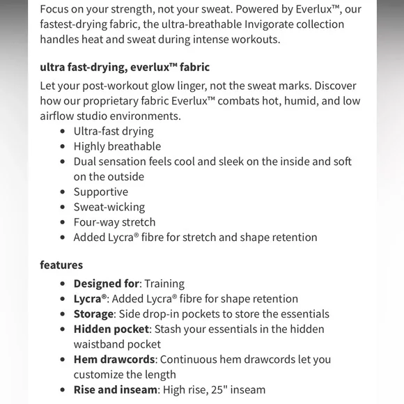 Lululemon - Invigorate 25” - size 4 - Picture 3 of 6